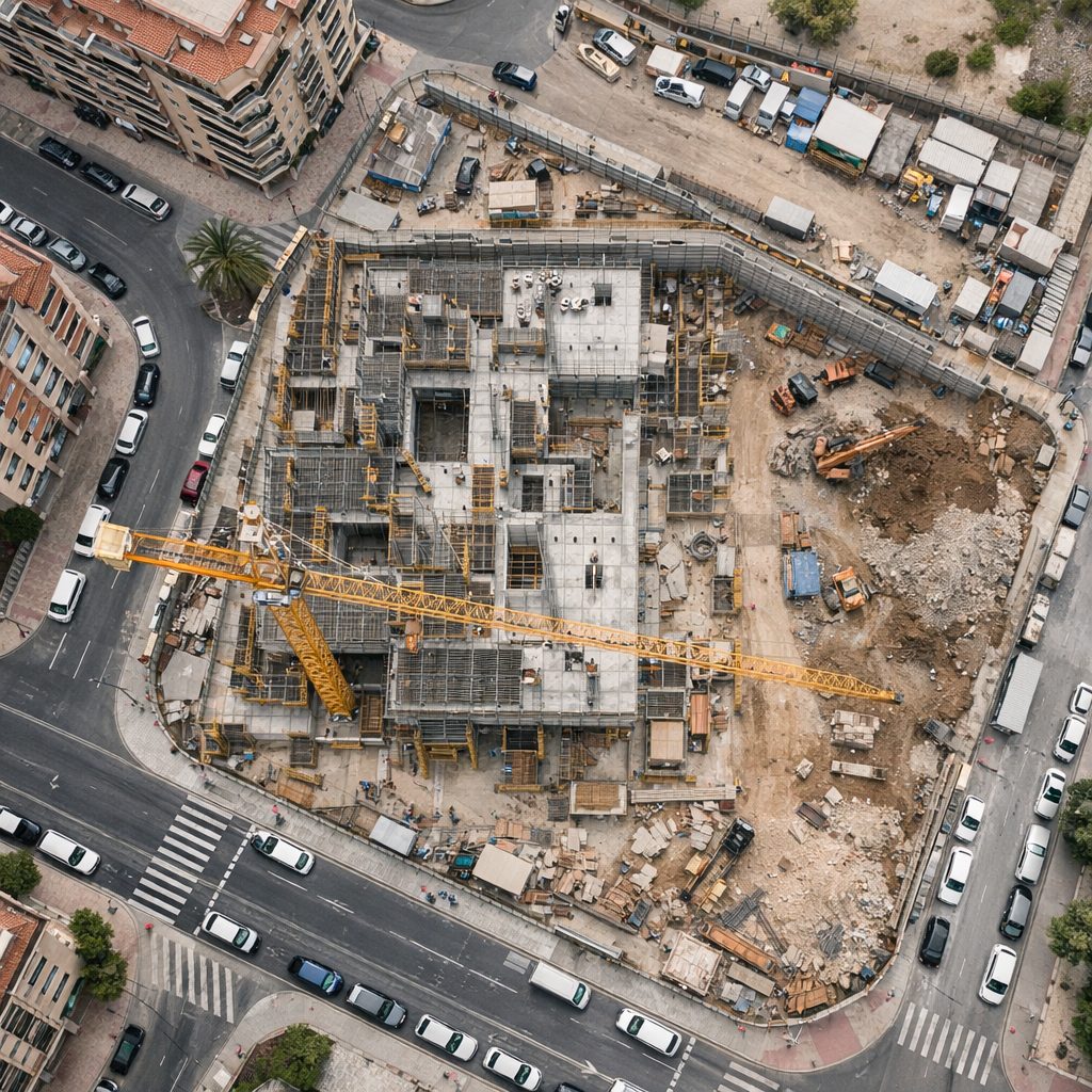 Plano cenital de obra en Alicante con drone drone profesional