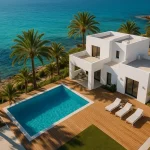 Vista aérea de villa de lujo en la costa española grabada con drone | Dronefy