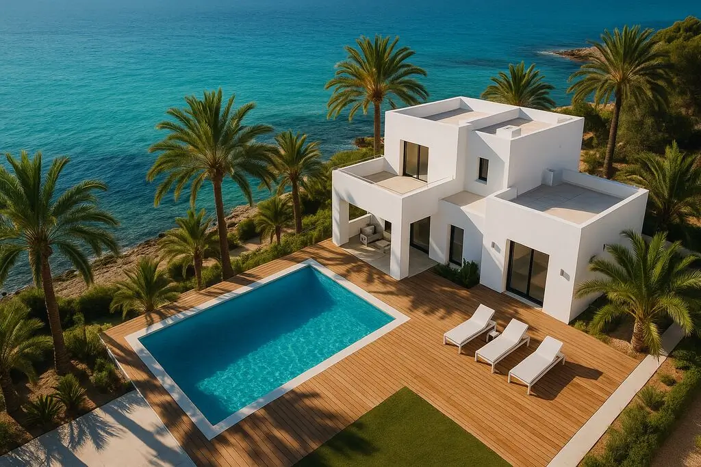 Vídeo aéreo de villa premium para inmobiliaria